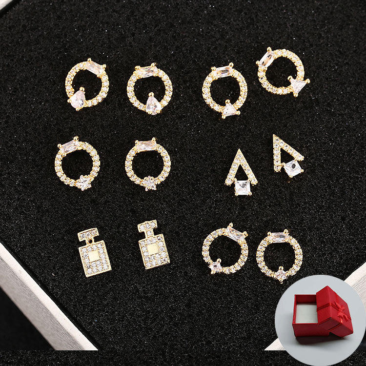 Japanese And Korean Style New Fashion S925 Sterling Silver Earrings Female Diamond Circle Anti-Allergy Trend Earrings Diamond Silver Earrings