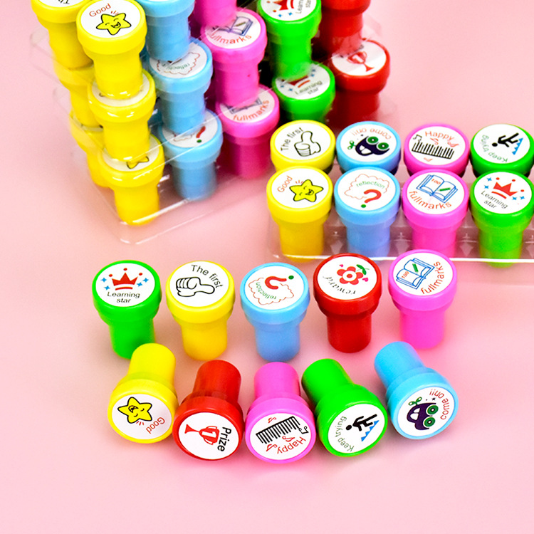 New English encouragement comment stamp multi-style colorful plastic cartoon printed stamp set details Picture