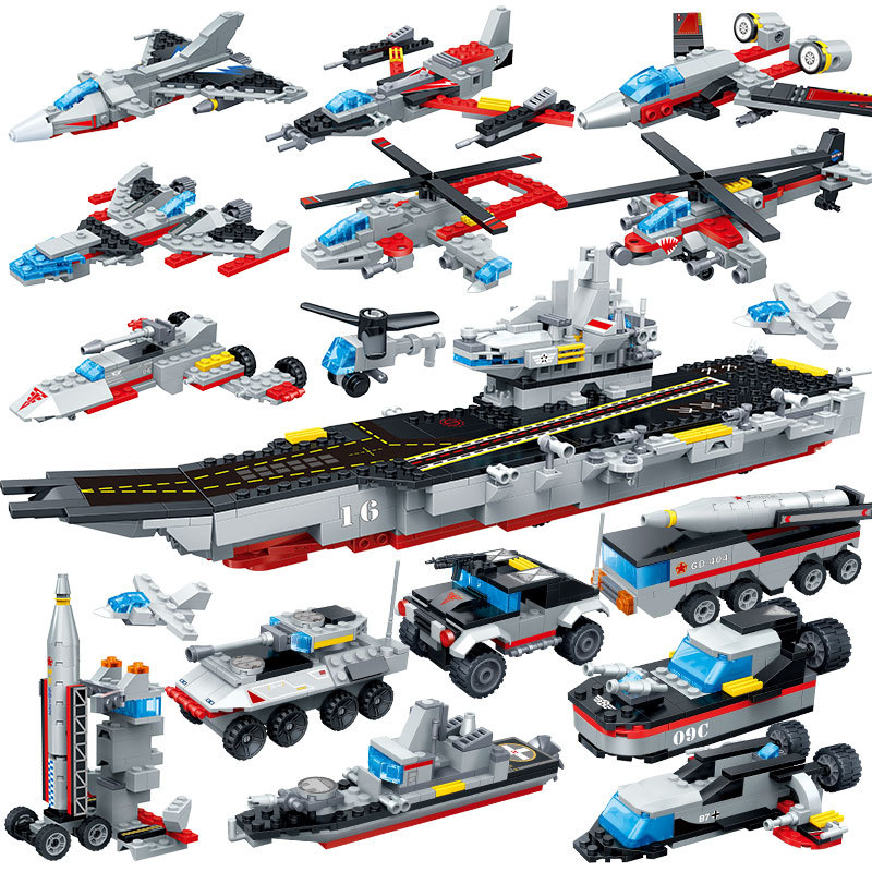 古迪DUDI核动力航母8709八合一军舰 机器人儿童积木乐高式智力拼装玩具