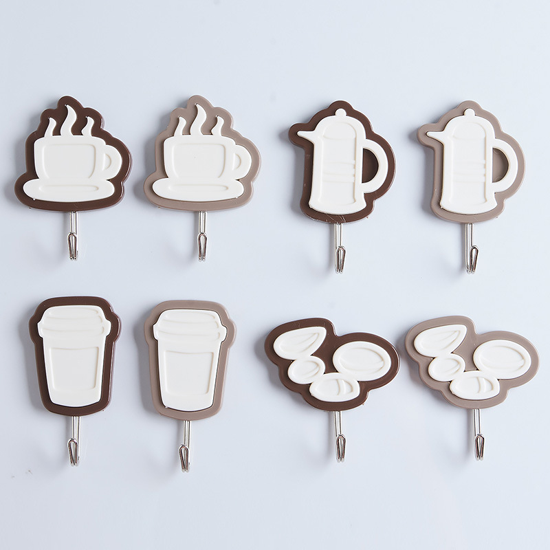 G67广华咖啡粘钩 免打孔强力粘胶墙壁塑料挂钩 厨房浴室置物挂钩