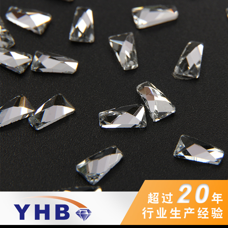 厂家批发玻璃异形YHB钻梯形*异切面平底烫钻3.5*6mm发夹diy批发图