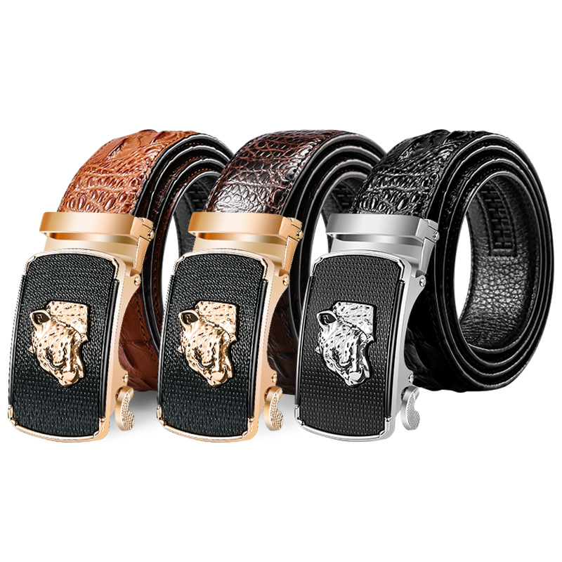 Men's Leather Cowhide Belt Crocodile Belt Men's Belt Wholesale Automatic Buckle Belt Micro For Manufacturers In Stock Specification drawing