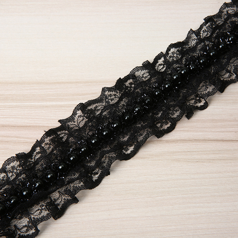 New High Quality Chiffon Discount Lace Fixed Bead Three-Dimensional Lace Non-Elastic Collar Decorative Lace Garment Accessories