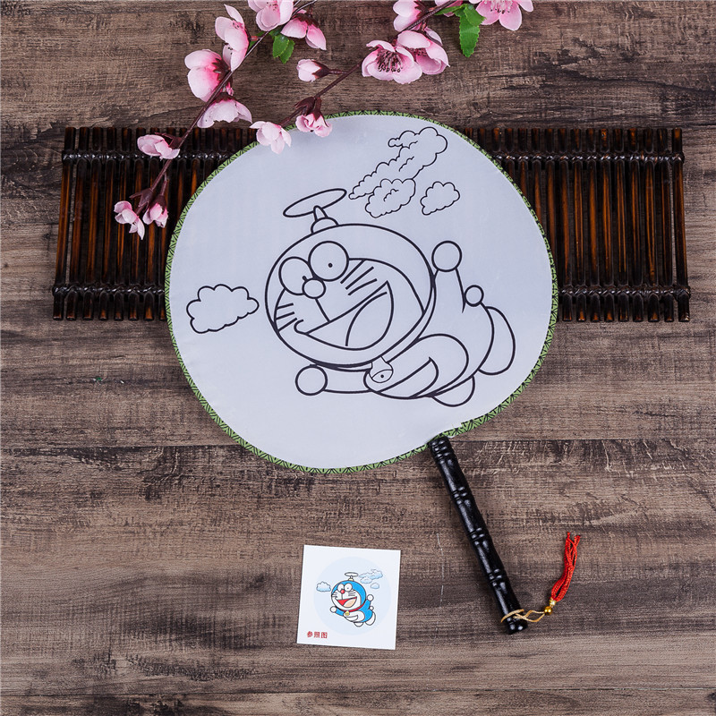 空白团扇绘画扇古典圆扇儿童diy画画用扇白色宫扇白扇子涂鸦