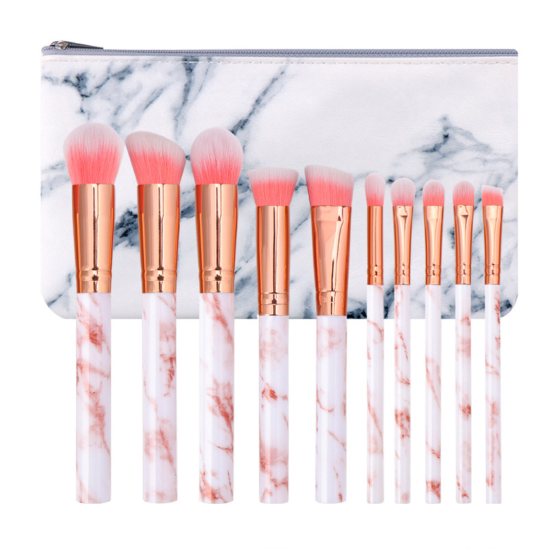 10 marble makeup brushes set, 5 large and 5 small eyeshadow brushes, blush brushes, storage bag manufacturer in stock shanilak Specification image