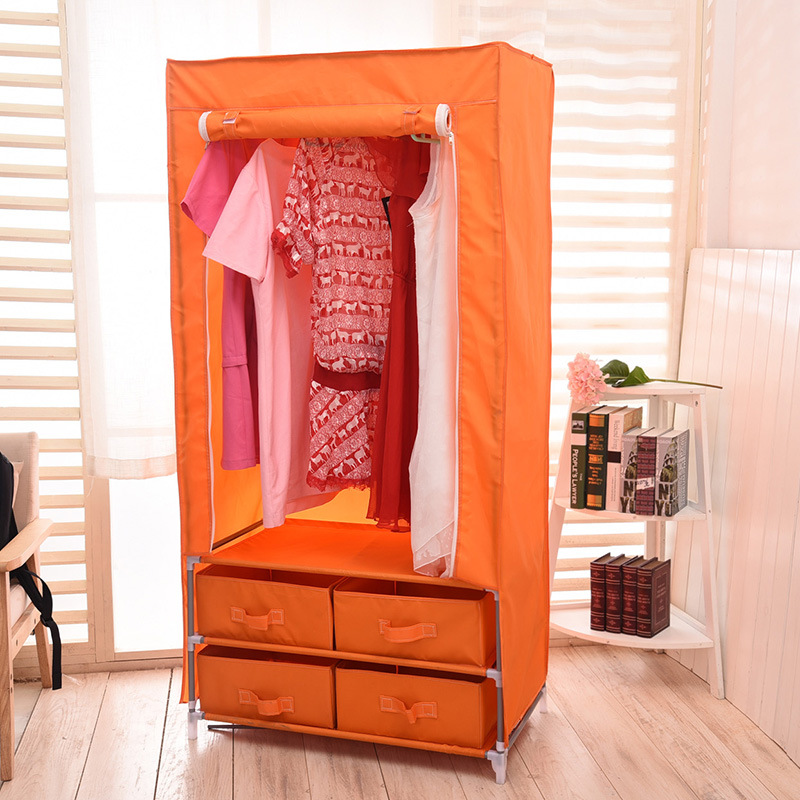 New printed simple wardrobe multi-functional dustproof wardrobe Oxford cloth storage cabinet with drawer cloth wardrobe wholesale Specification drawing