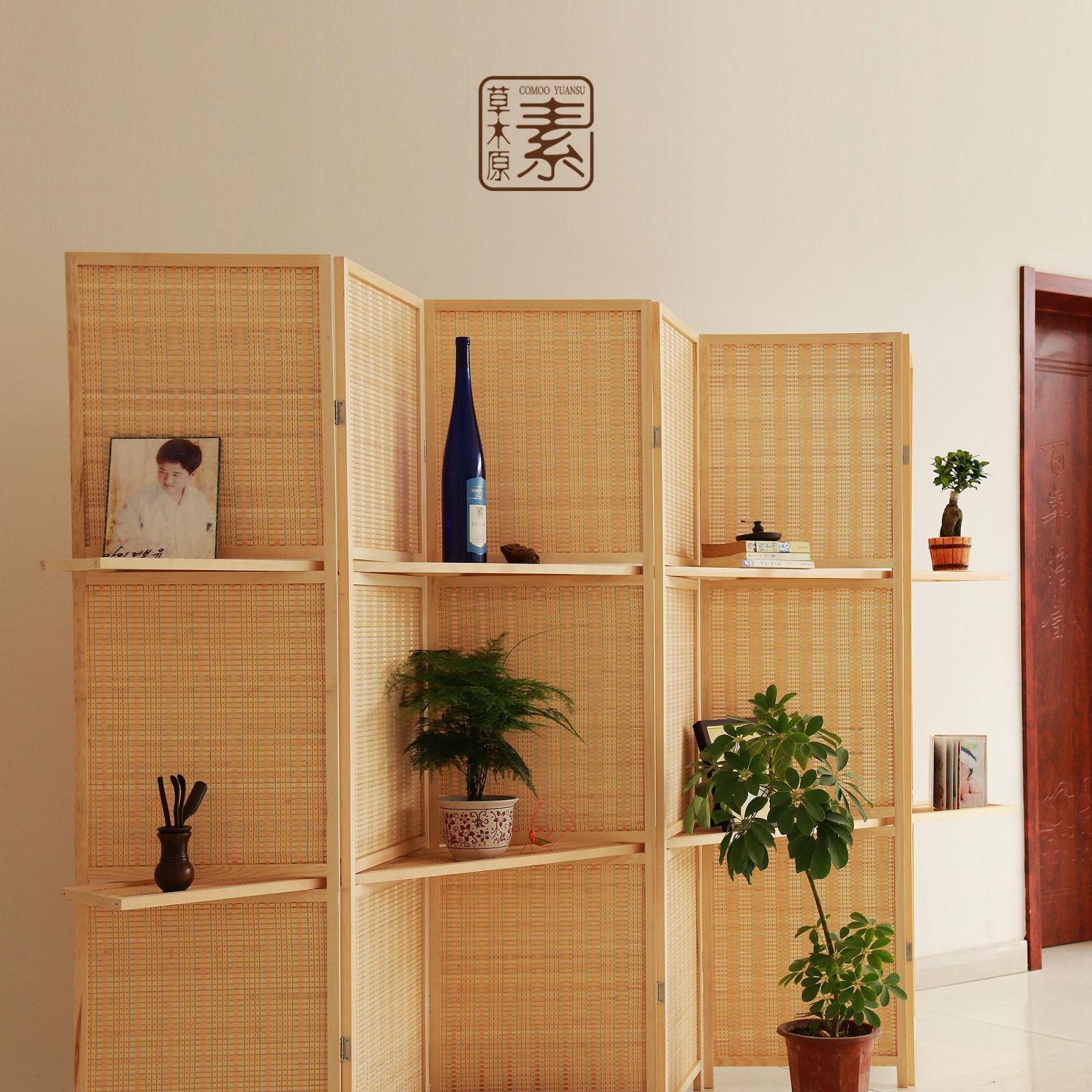 Screen Living Room Bedroom Restaurant Modern Chinese Solid Wood Bamboo Woven Movable Hotel Background Wall Partition Screen Specification drawing