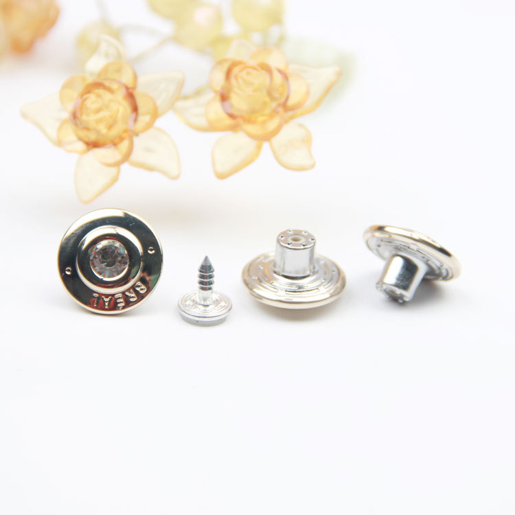 Wholesale 17MM diamond-encrusted I-shaped button rubber core denim buttons for denim clothing, front buttons and metal buttons Specification image
