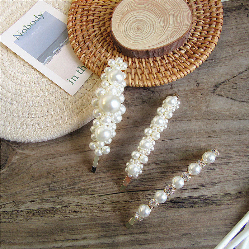 Elegant and simple European and American style, pearl flower one-piece hairpin, personalized and versatile, diamond-encruded hairpin and hair accessory Specification image