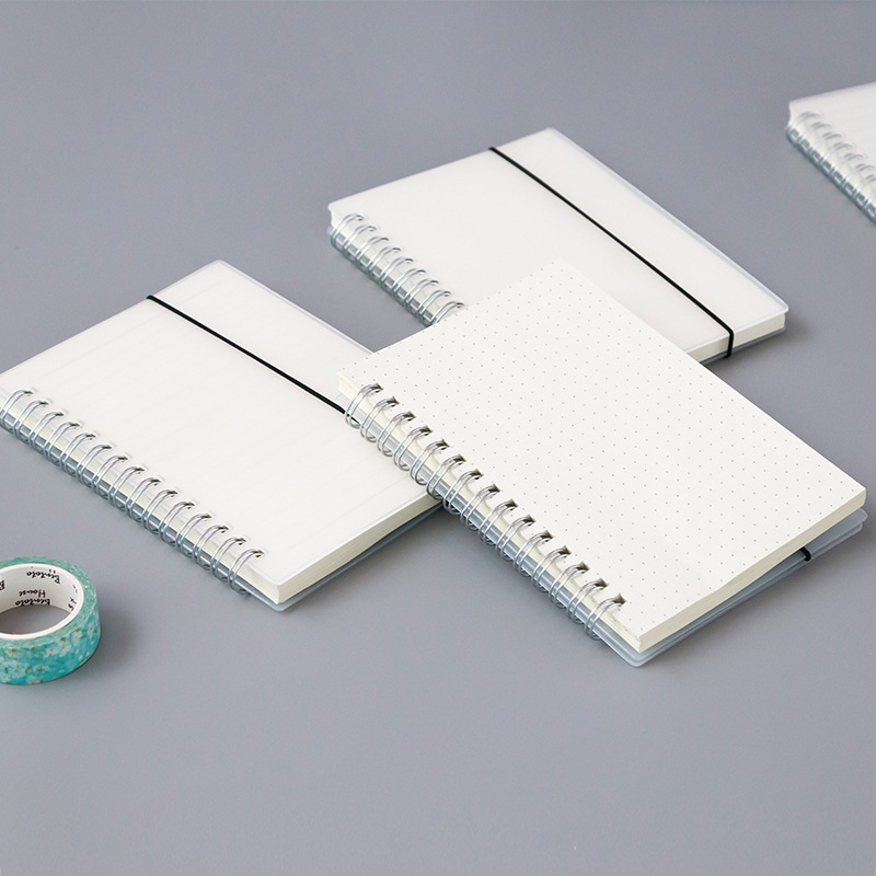 Qianyu Culture Pp Frosted Coil This Transparent Horizontal White Paper Grid Dot-Matrix Ledger Binding Notepad Application Scenario