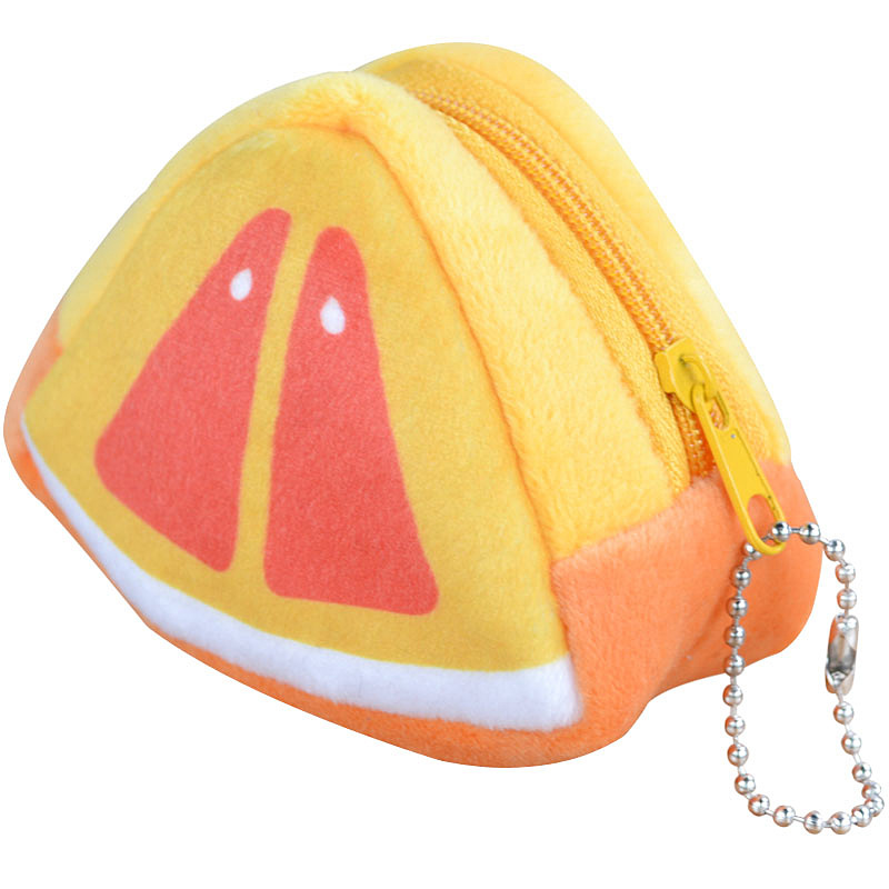 Creative plush three-dimensional triangular fruit coin purse, coin case, key case and pendant for children's festival gifts Item Picture