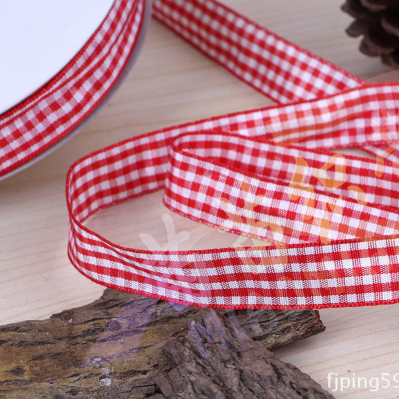Pink Bow Check Jewelry Ribbon Multi-Colored 3 Point Check Ribbon Wholesale Handmade Diy Headdress Woven Ribbon Application Scenario
