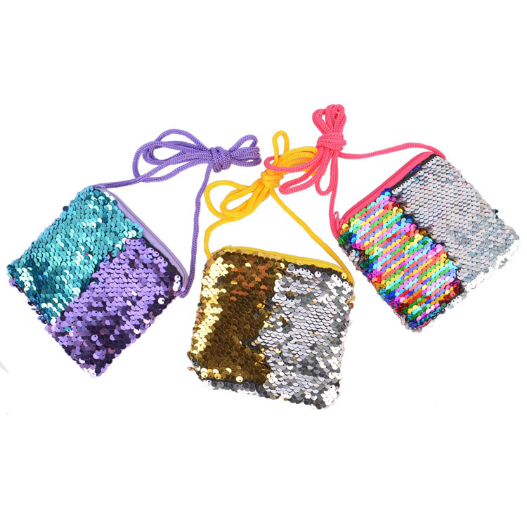 Square sequined coin purse, lanyard bag, crossbody bag, children's coin purse, cosmetic bag, popular sequined small bag wholesale details Picture