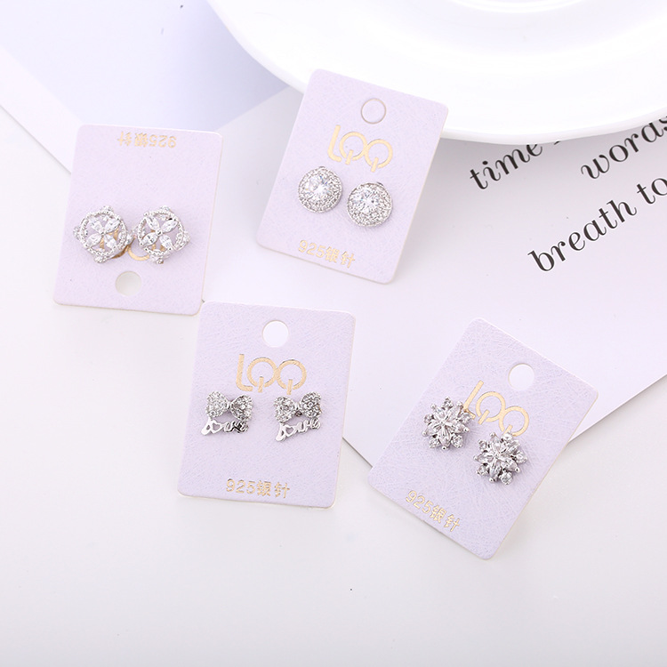 Korean Version Of Fashion S925 Sterling Silver Stud Earrings Mini Bow Tie Zircon Earrings For Women Simple Short Earrings With Earrings details Picture