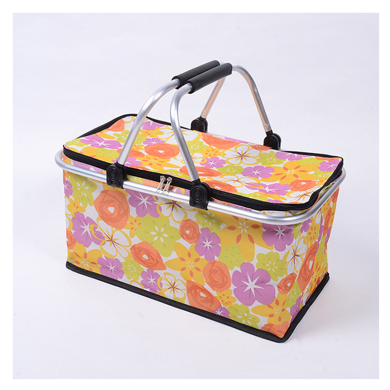In 2023, hot-selling portable folding shopping baskets, fashionable printed picnic bags, waterproof Oxford cloth shopping baskets, cross-border supply insulated bags, meal bags, wine insulated bags, catering camping boxes, ice packs, insulated bags, and insulated boxes Specification image