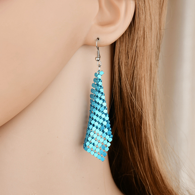 New cross-border sequined exaggerated earrings from Europe and America, multi-color large-area sequined ear hooks, versatile metal earrings for women