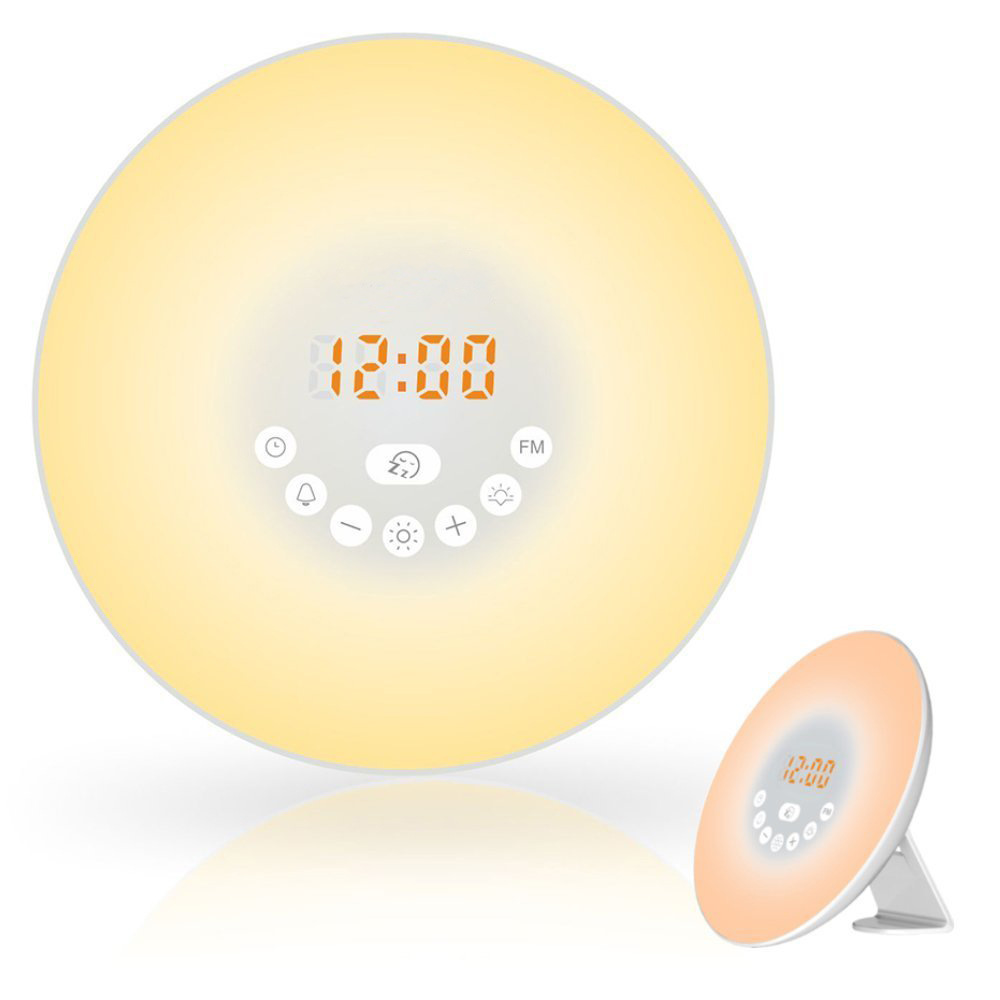 Sunrise wake-up light, clock alarm, wake-up light, simulated sunlight wake-up light, LED night light, bedside lamp Item Picture