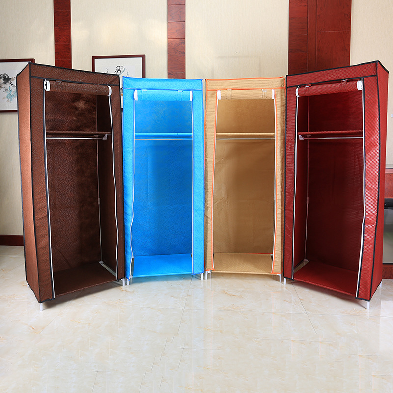 Supply curtain door cloth wardrobe for students simple wardrobe arrangement storage cabinet folding dustproof wardrobe manufacturers wholesale Item Picture