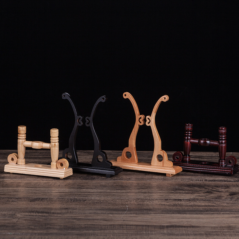 中国风团扇底座榉木宫扇扇架展示架古风扇托扇座可调整拆卸扇架子图