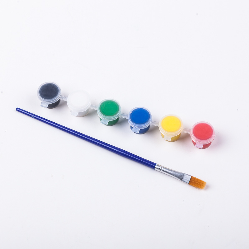 儿童彩绘diy丙烯颜料6色12色套装手绘画笔优质17cm圆形塑料调色盘详情图4
