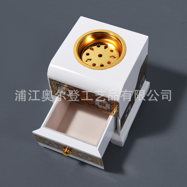 Wood Incense Burner Manufacturers Export The Middle East Aroma Container Gift Wholesale Manufacturers Direct Drawer Wood Metal Incense Burner details Picture