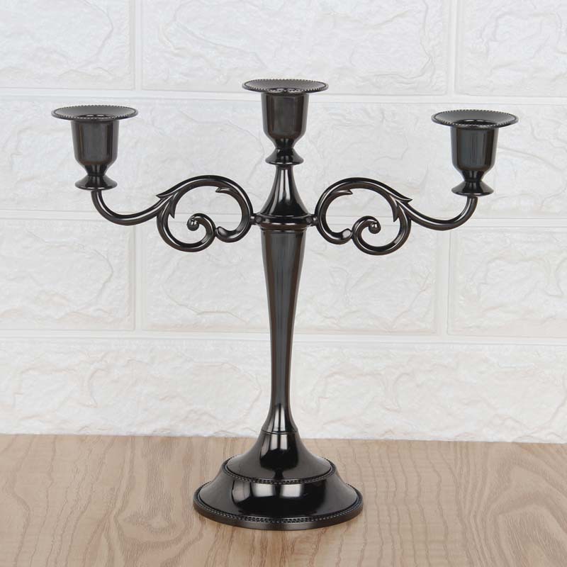 Decoration Candlestick European Vintage Wedding Hotel Decoration Supplies Three Head Gold Candlestick Direct Candlestick Item Picture