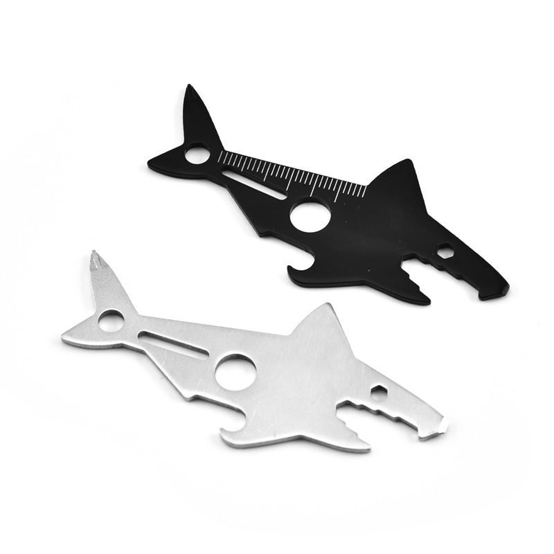 厂家直销 不锈钢多功能卡片刀鲨鱼户外求生工具详情图1