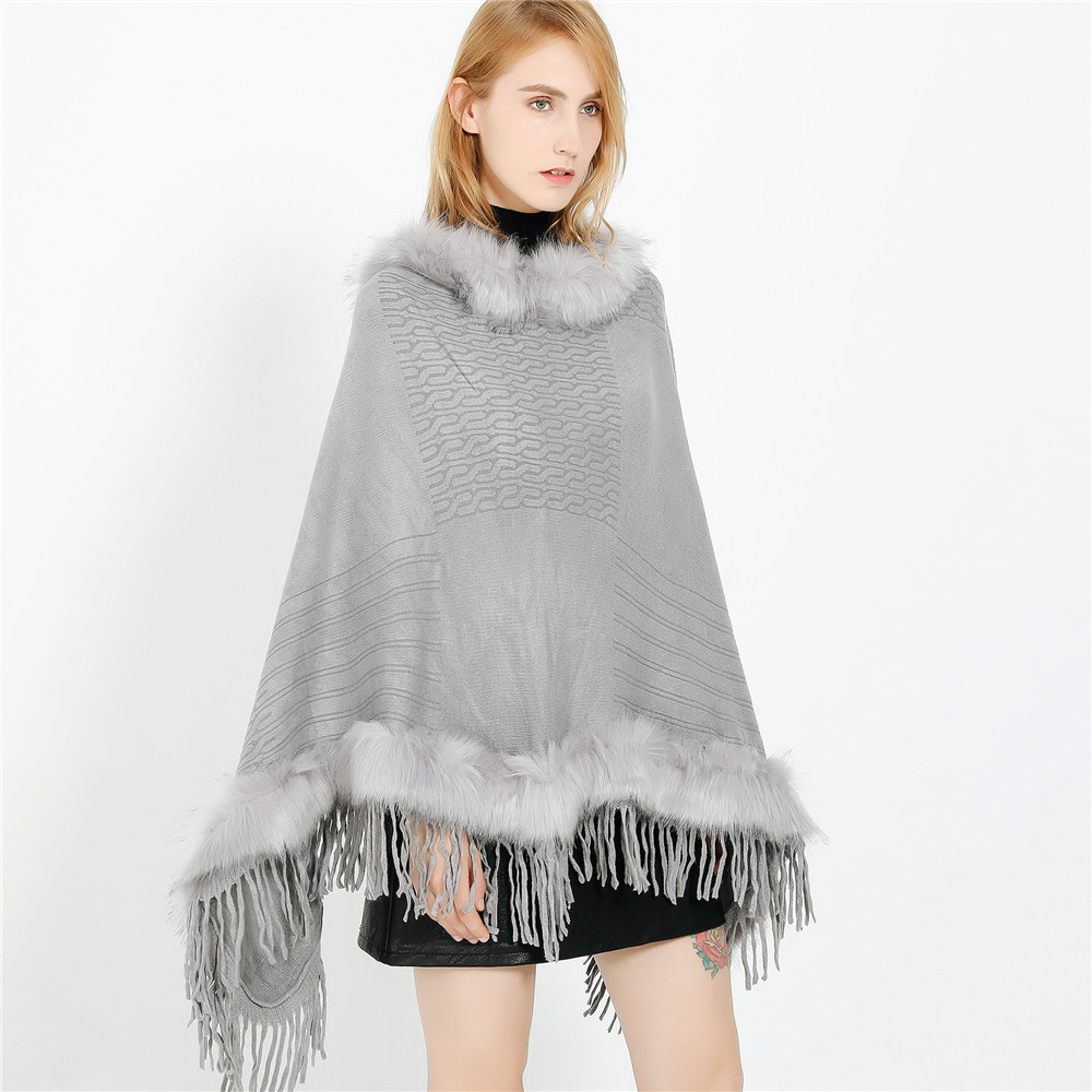 Autumn And Winter Hot Cross-Border Fashion Europe And The United States Style Solid Color Pullover Hair Collar Large Fringe Imitation Cashmere Shawl Scarf