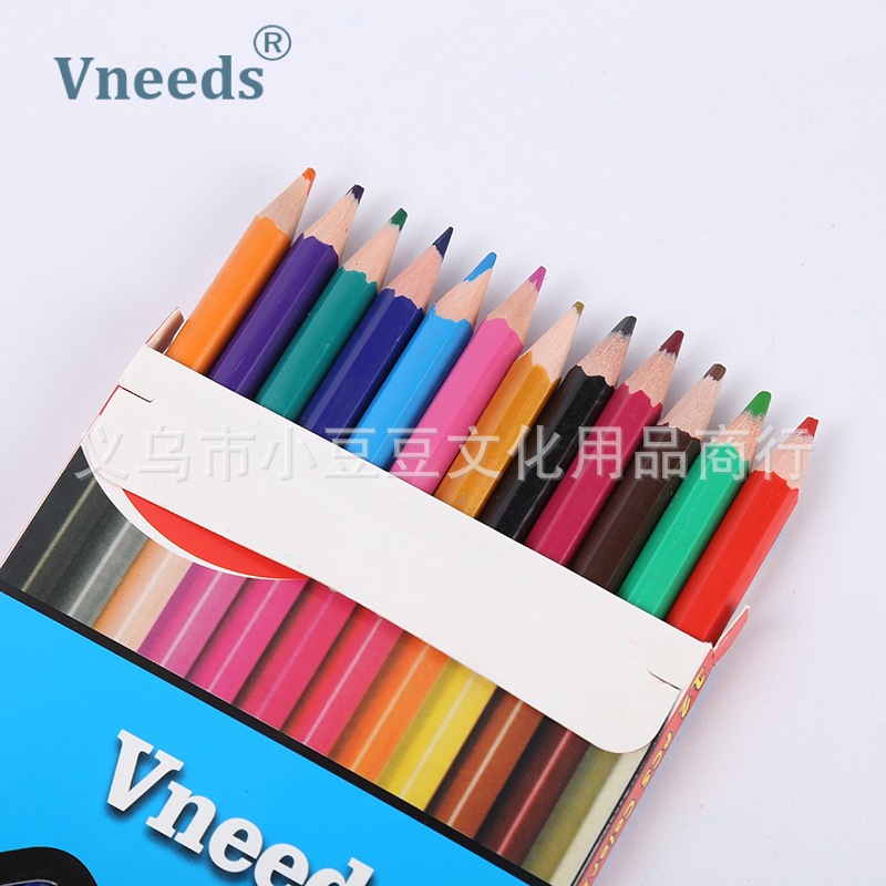 Vneeds12色长款多色绘画铅笔套装幼儿园彩铅涂鸦填色彩色铅笔现货详情图1