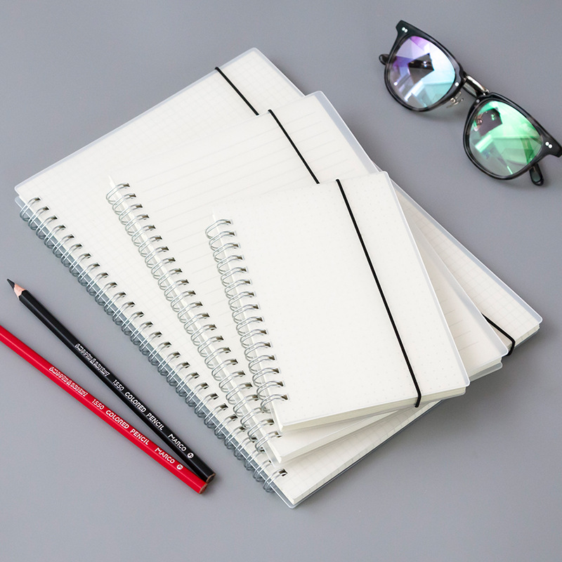 Qianyu Culture Pp Frosted Coil This Transparent Horizontal White Paper Grid Dot-Matrix Ledger Binding Notepad details Picture