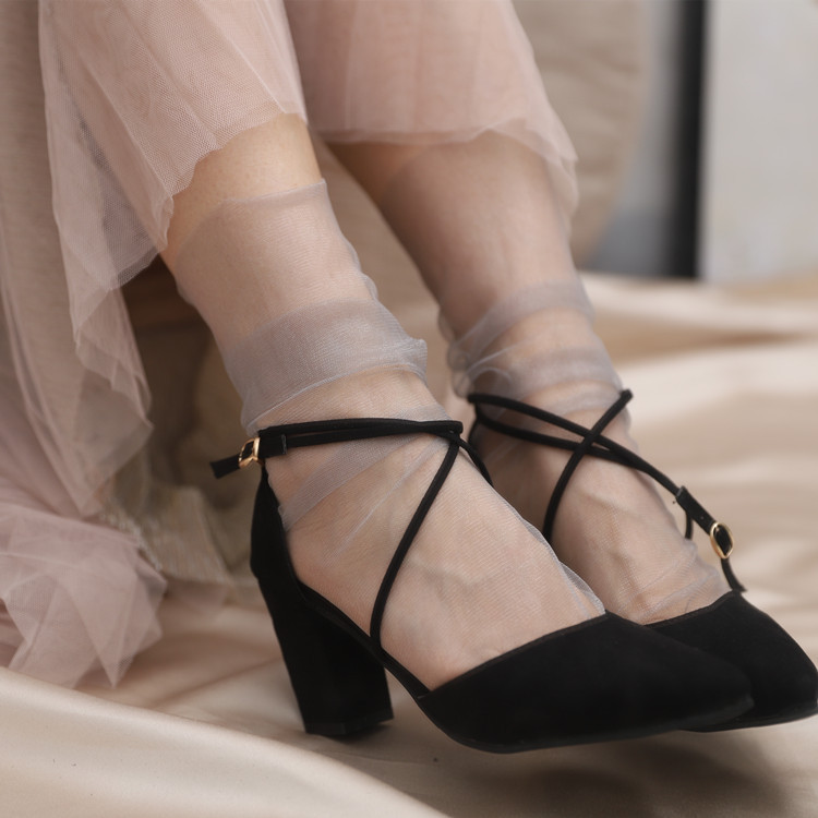 Plain mesh socks for women, spring and summer transparent and sexy silk socks, Japanese-style thin women's socks, Korean mesh cutout
