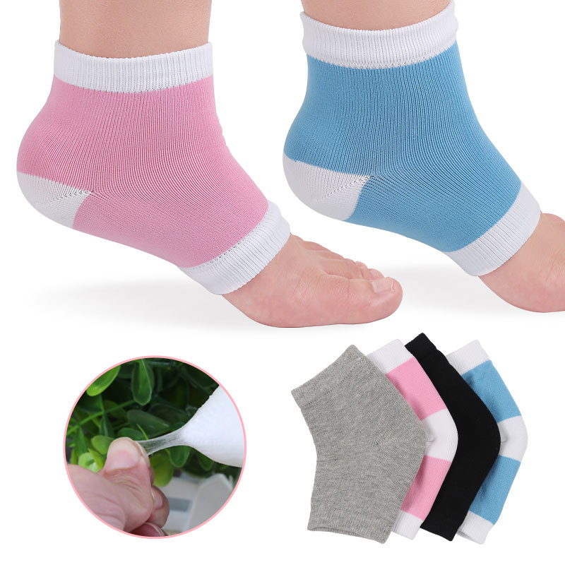 Cross-border moisturizing gel heel socks, nylon gel sock covers, half heel four-color SPA socks