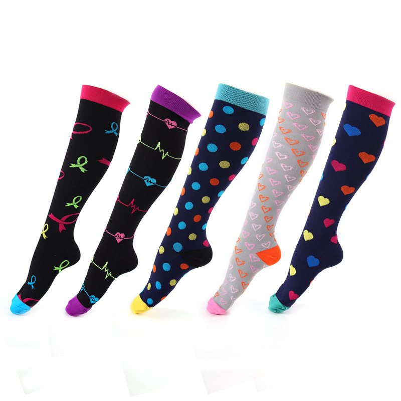 Spot European And American Sports Elastic Compression Socks Nurse Leg Warmers High Running Pressure Socks Amazon Professional Order Specification drawing