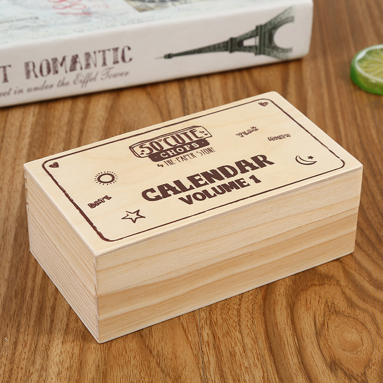 Wholesale of retro and simple digital English teaching children's toy stamps in wooden boxes