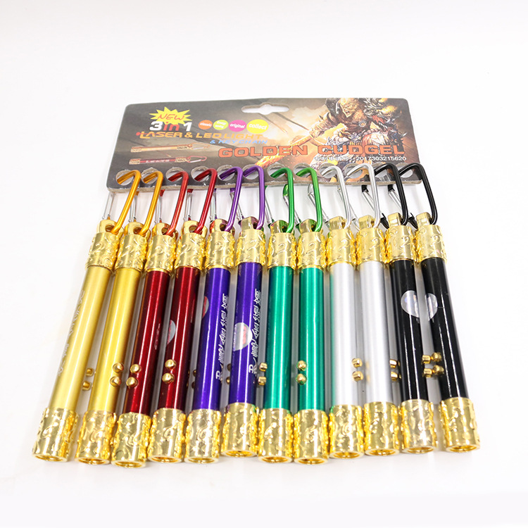 Golden Hoop rod flashlight, three-in-one ultraviolet banknote detector lamp, infrared laser lamp, gift LED mini small hand flashlight