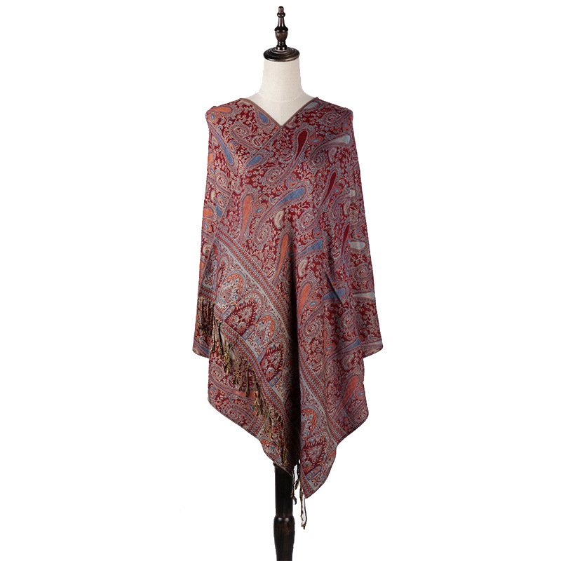 New Bohemian small cashew jacquard scarves for autumn and winter warmth from Liu 'an, custom-made air conditioner shawls, wholesale in stock, factory direct sales Item Picture