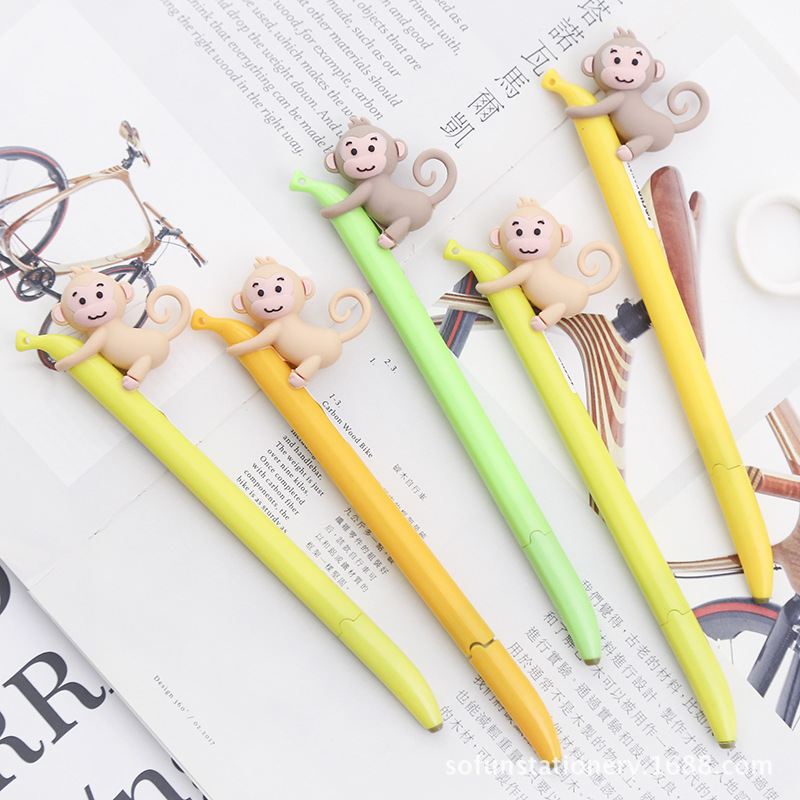 Customized ZF1866 cute Little Monkey 0.5 black plastic signature pen for office stationery in 2021