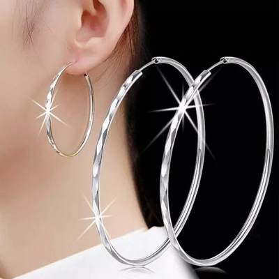 Fashion Earrings Supply Korean Silver Earrings Diamond-Shaped Car Flower Earrings Europe And The United States Exaggerated Large Circle Earrings Wholesale