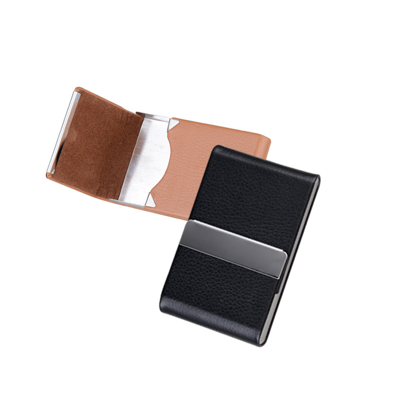 Vertical stainless steel metal leather cigarette box, metal cigarette box, business cigarette pack, fashionable gentleman cigarette combination pack Item Picture