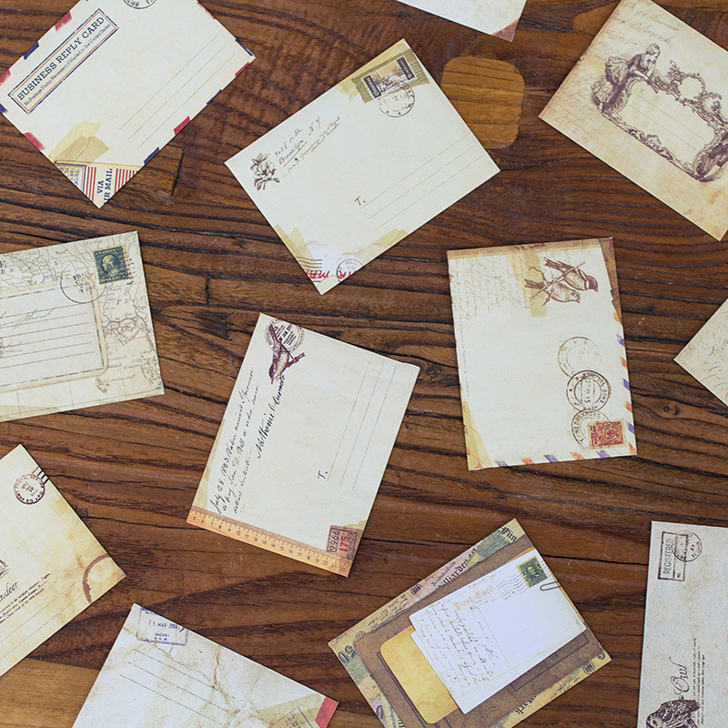 迷你系列 复古小信封 欧洲风情彩色装饰手帐贴纸小卡收纳袋12枚入详情图2