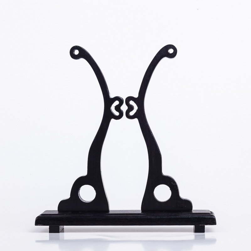 宫扇扇架/榉木团扇底座/扇架子白底实物图