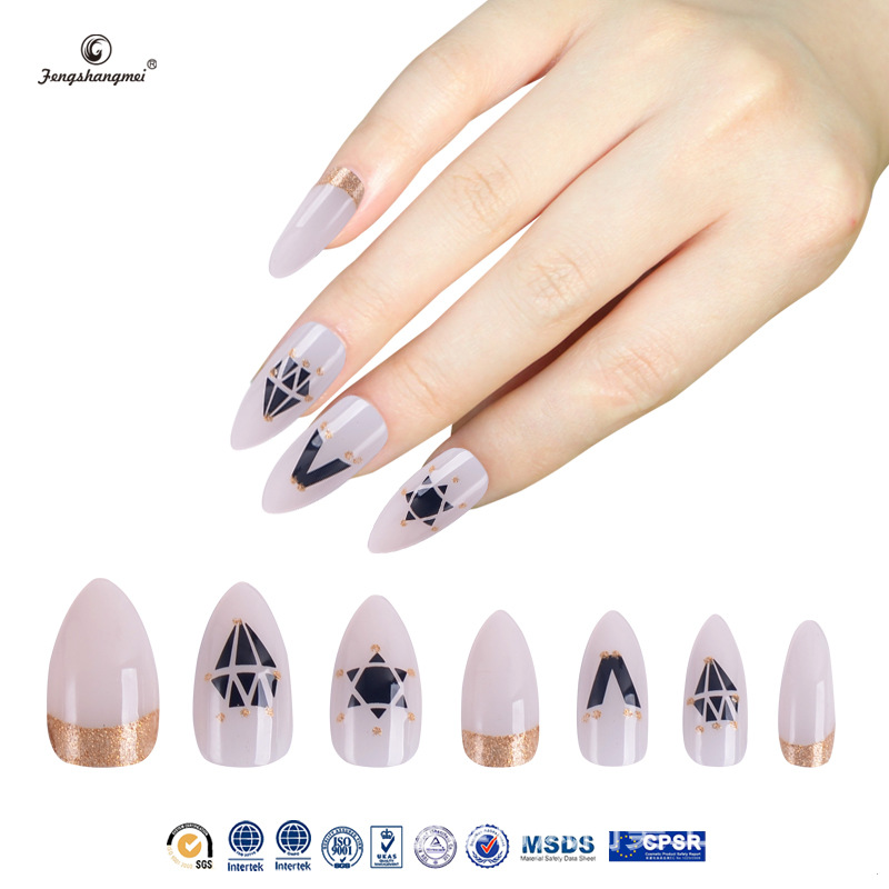 Hand-worn nails, nail tips, pointed teardrop nails, detachable fake nail patches, direct sales from European and American export manufacturers, exclusively for export Specification image