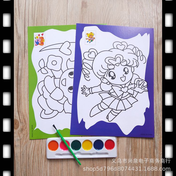 【 Zone 3-8 】【 Drawing Board Semi-dry Painting 】10/ bundle 1000/ box 1 yuan 6-color Coloring Painting Filling Painting Cartoon Doodle DIY Painting Children's Painting 1 yuan wholesale Specification image