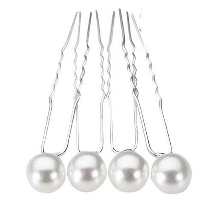 Cross-border best-selling hair accessories: Full diamond U-shaped hair combing accessories, updo hair, pearl flower and diamond hair hairpins, bride hair clips details Picture