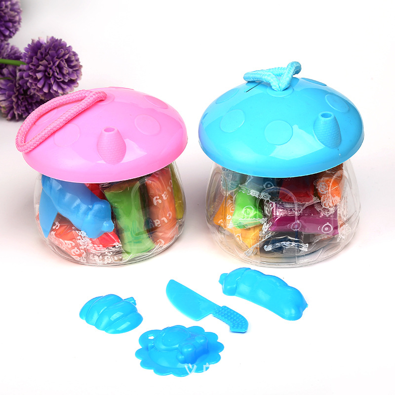 14-color clay set, children's DIY handmade plasticine, Mushroom House mold set, flour clay, toy clay Specification image