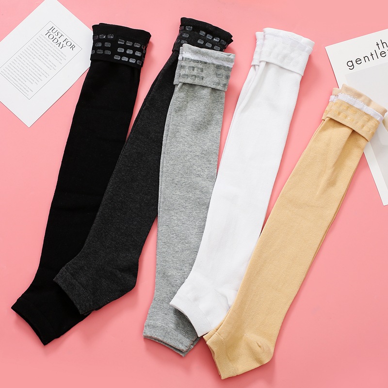 Spring and summer silicone anti-slip foot socks, thin yoga socks, cycling knee-high socks, women's long socks, knee and leg guards Item Picture