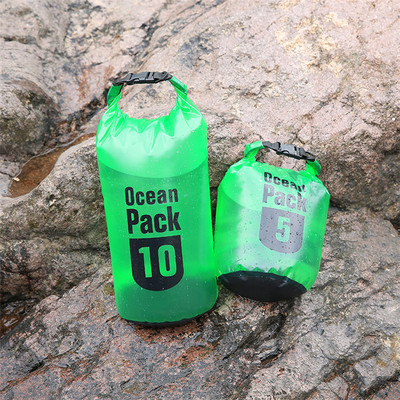 Factory direct supply of outdoor PVC matte semi-transparent waterproof bucket bags, beach clothes, mobile phone folding storage bags, and drift bags Specification image