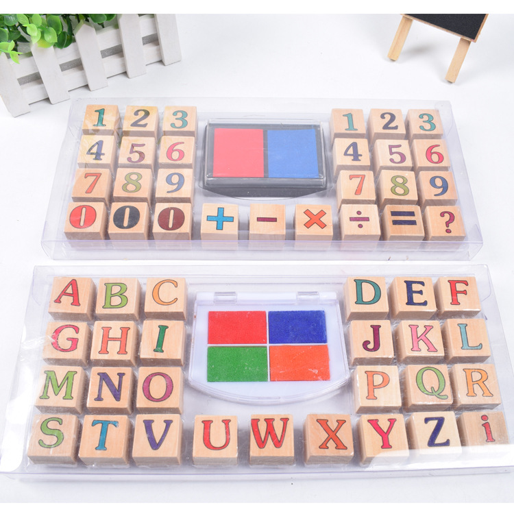 The manufacturer supplies wooden children's learning stamps with 26 English letters and numbers as teaching materials for teachers