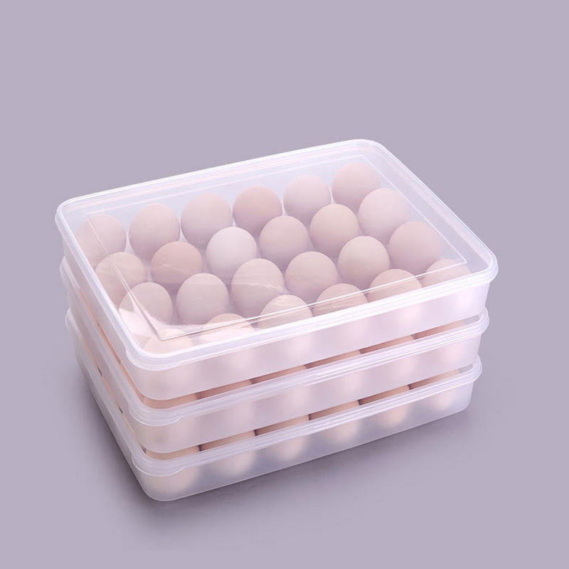 Convenient storage food-grade preservation box with 24 compartments that can be stacked and have independent LIDS. Kitchen, refrigerator, food preservation, egg and seafood storage box factory details Picture