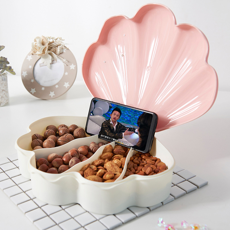 G56 Creative Sealed plastic candy box with fruit plate cover for living room compartments, European-style dried fruit plate, household fruit and vegetable plate, dried fruit box Specification image